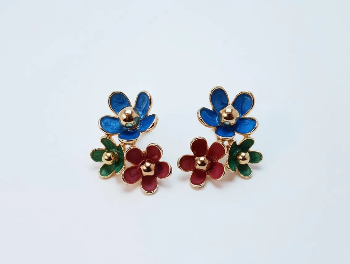 Royal Garden Korean Floral Stud Earrings